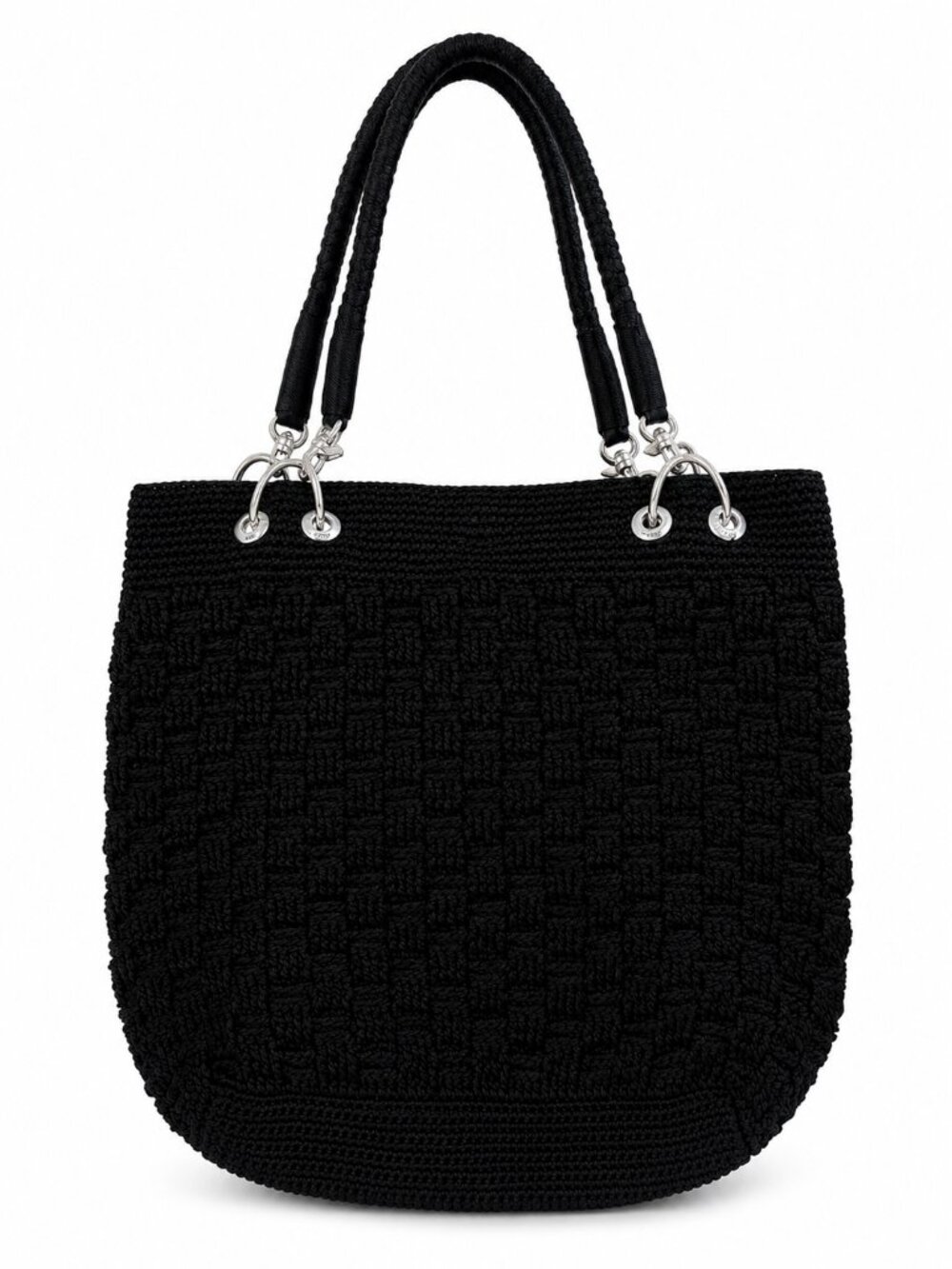 The Sak Black Crochet Woven Purse Shoulder Bag Boho Y2K